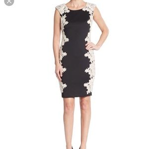 Black and cream lace cocktail dress